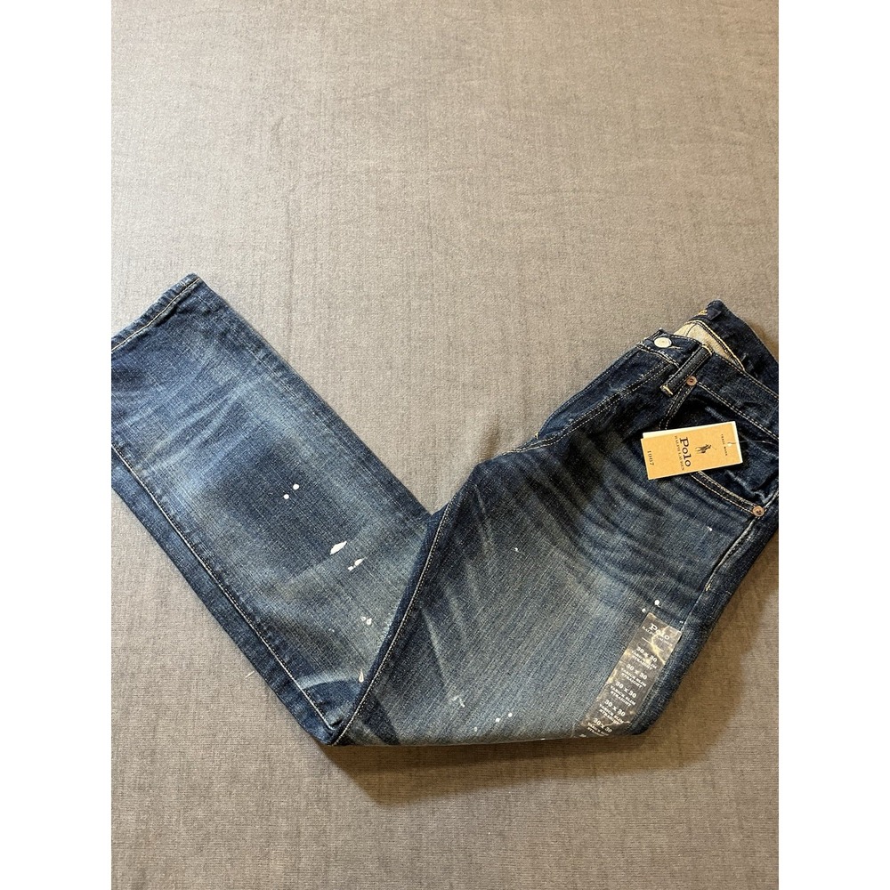 Polo Ralph Lauren Jeans Mens 30x30 Varick Slim Straight Rare Paint Splatter New
